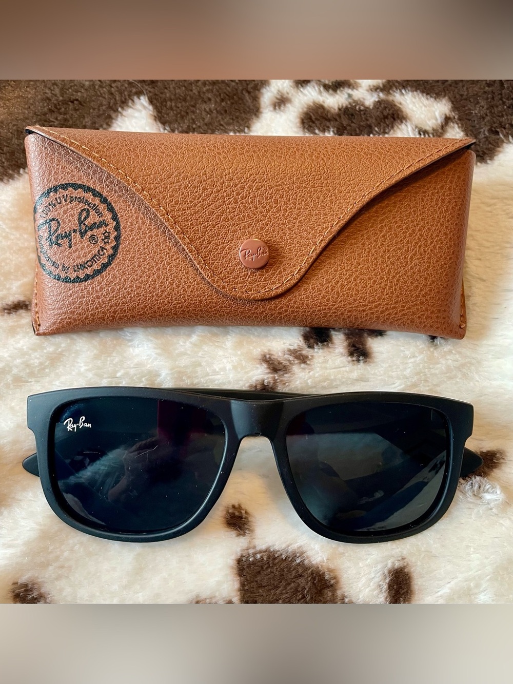 Ray-Ban Black Sunglasses with Brown Leather Case